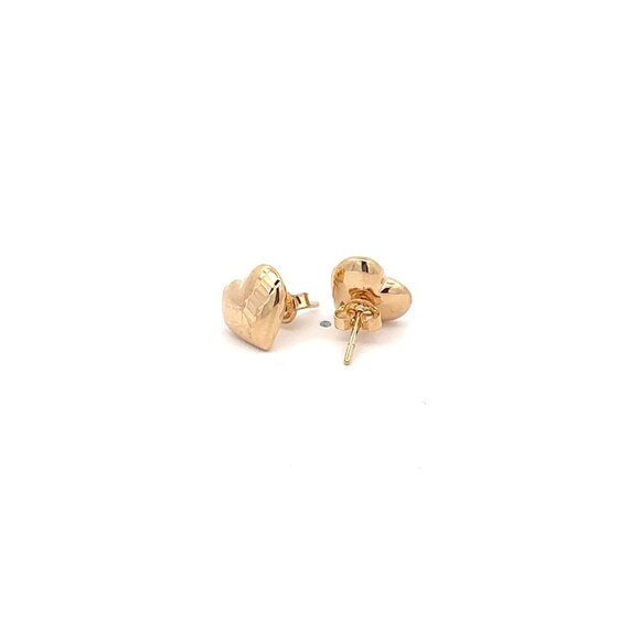 18K Gold Earrings Stud Puffed Heart 2.66 grams - Picture 8 of 9